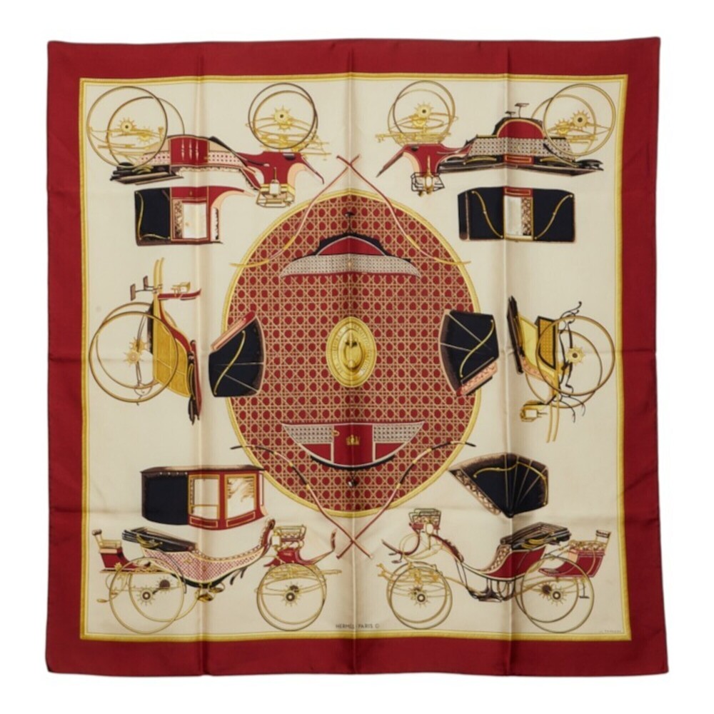 Hermes Carre 90 LES VOITURES A TRANSFORMATION (Folding Carriage) Scarf/Muffle...